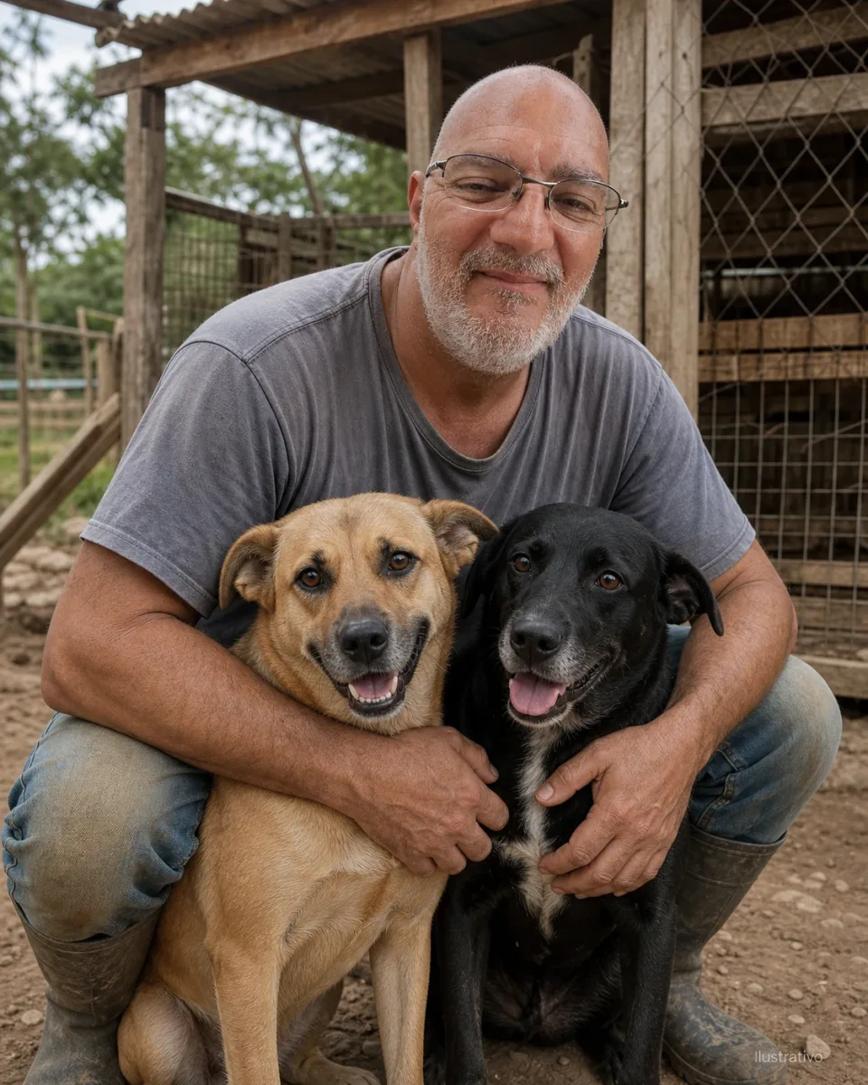 Carlos Joel Helena com os animais do abrigo